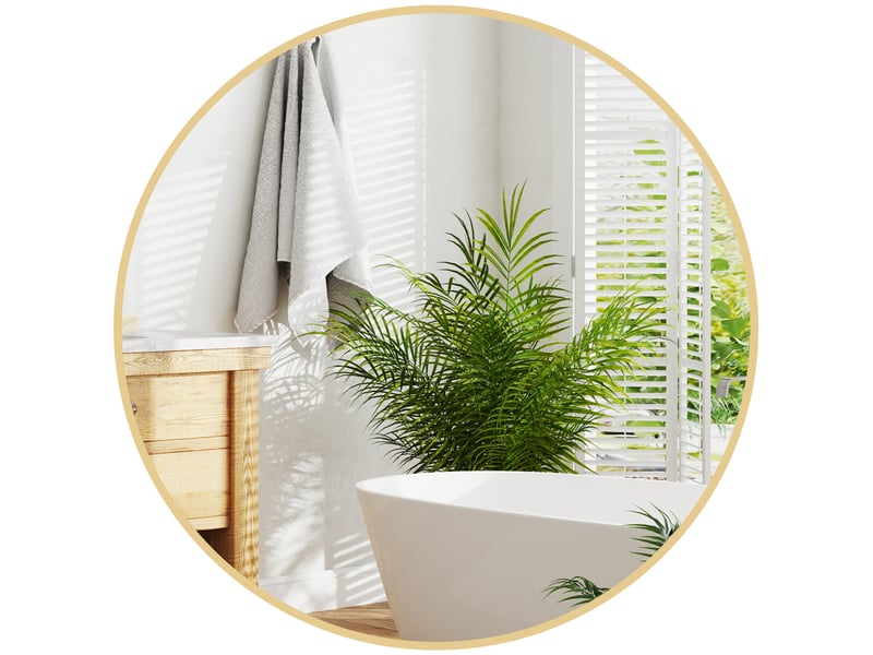  Miroir rond miroir salle de bain cadre en métal facile à installer, pour chambre, salon, entrée, ø 70 x 2,5 cm or  - Conforama B