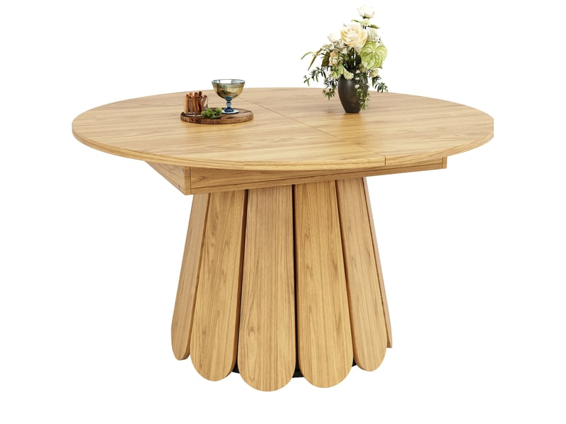 Table à manger extensible 118(158)x118x76.8 cm en mdf coloris naturel - Conforama A