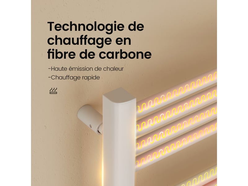  Emke sèche-serviettes électrique 1200 x 540 mm,porte-serviettes de salle de bain avec interrupteur tactile et minuterie,blanc,600w  - Conforama B