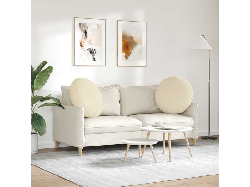  Lot de 2 coussins de siège, coussins décoratifs tissu crème ø60 x 21 cm cf59784  - Conforama D