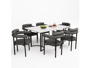 Lot de 6 chaises de salle à manger 70x62x85 cm, gris foncé, structure métallique, style moderne, avec accoudoirs