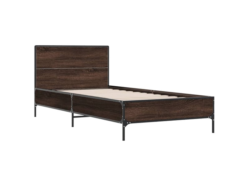  Lit simple- lit adulte -  cadre de lit sans matelas chêne marron 90x190 cm  - Conforama B