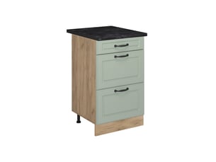 Vicco meuble cuisine, mint campagnechêne doré, 50cm plan de travail anthracite