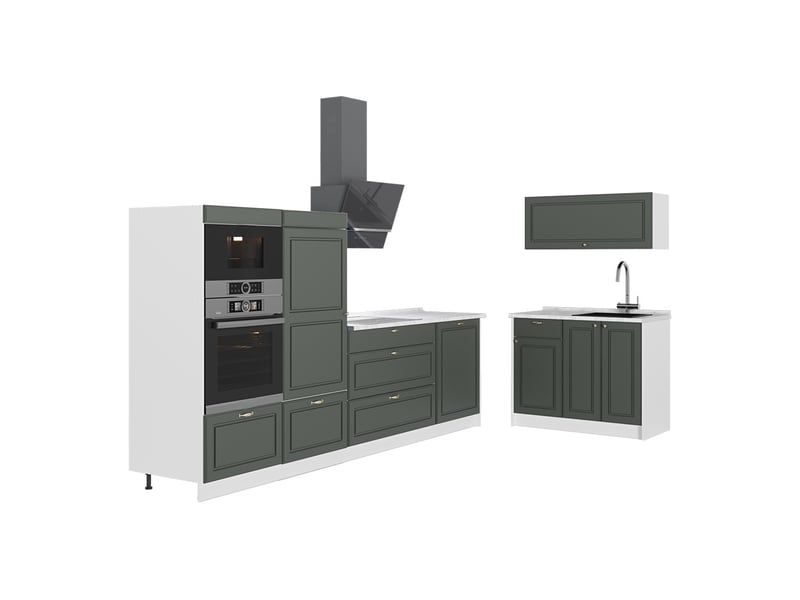 Vicco cuisine, vert or campagneblanc, 380cm, pt marbre - Conforama A