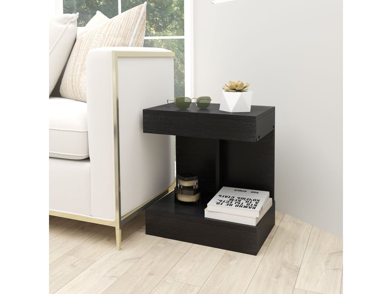  Table de chevet, table d'appoint avec tiroir et compartiment de rangement, console moderne avec étagère pour différentes pièces, noire  - Conforama D