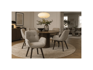 Lot de 2 chaises design sorrano pivotantes à 360° en tissu tweed taupe et pieds en chêne foncé