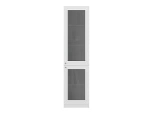 Bibliothèque fluted panel de 181 cm avec porte vitrée et 5 étagères, blanc