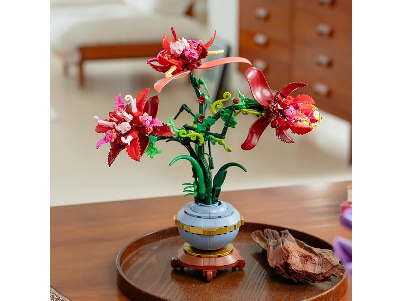  505 pièces iris rouge en pot à construire, set de blocs de construction fleurs, décoration maison et bureau, cadeau  - Conforama E