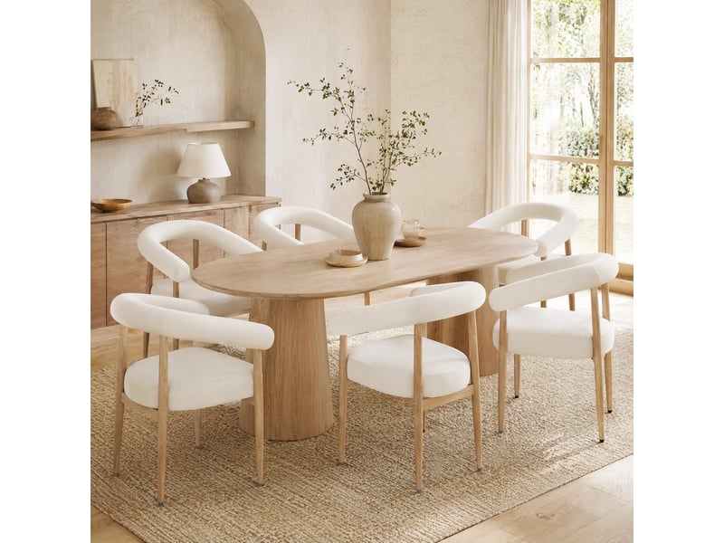  Lot de 6 chaises de salle à manger 48,5x40,5x78 cm – blanc – assise rembourrée, pieds réglables  - Conforama B