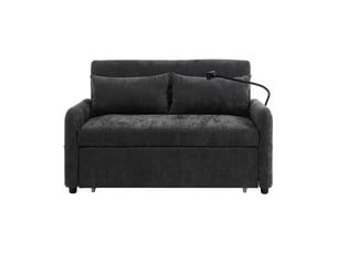 Canapé convertible 2 places en tissu chenille gris 129x76x81 cm