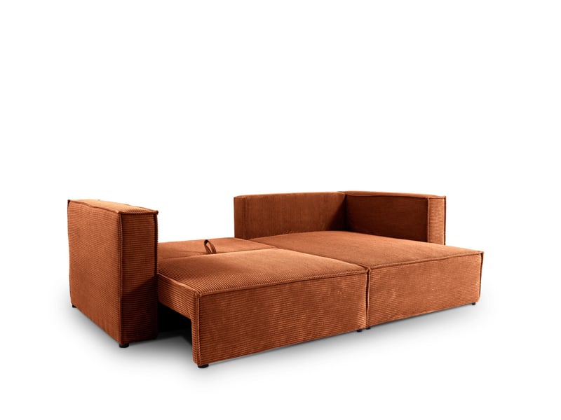  Canapé d'angle convertible en velours côtelé keymon cuivre  - Conforama D