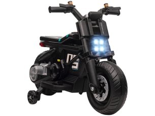 Moto électrique pour enfants de 3 à 5 ans, en polypropylène et métal, avec roues, klaxon et musique, 86 x 44 x 58 cm, noire