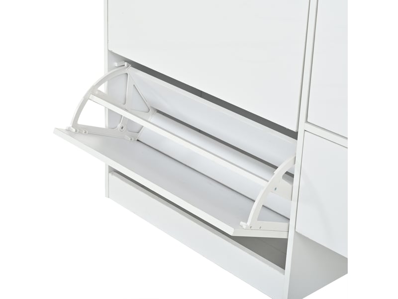 Meuble d’entrée 160x35x160 cm 7 en 1 en mdf blanc, avec rangement multifonction pour optimiser l’espace. - Conforama E