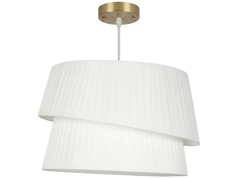 Suspension luminaire élégante à double abat-jour, rosace dorée, câble réglable, ampoule non incluse e14 40 w, blanc - Conforama A