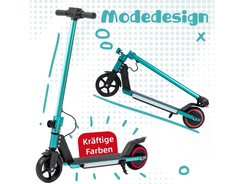 Trottinette électrique enfant 6-12 ans 78 x 92 cm verte en aluminium, pliable, vitesse 14 kmh avec led - Conforama D