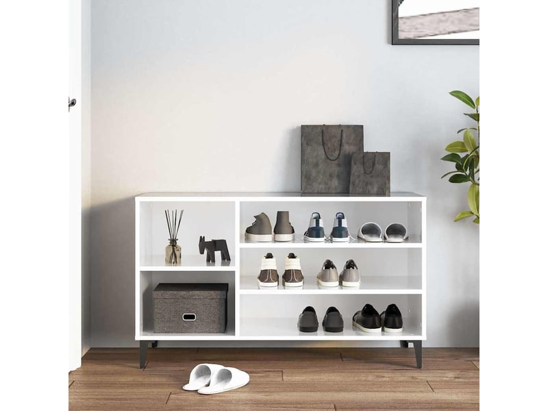  Meuble à chaussure blanc brillant 102x36x60 cm bois ingénierie shl5160  - Conforama C
