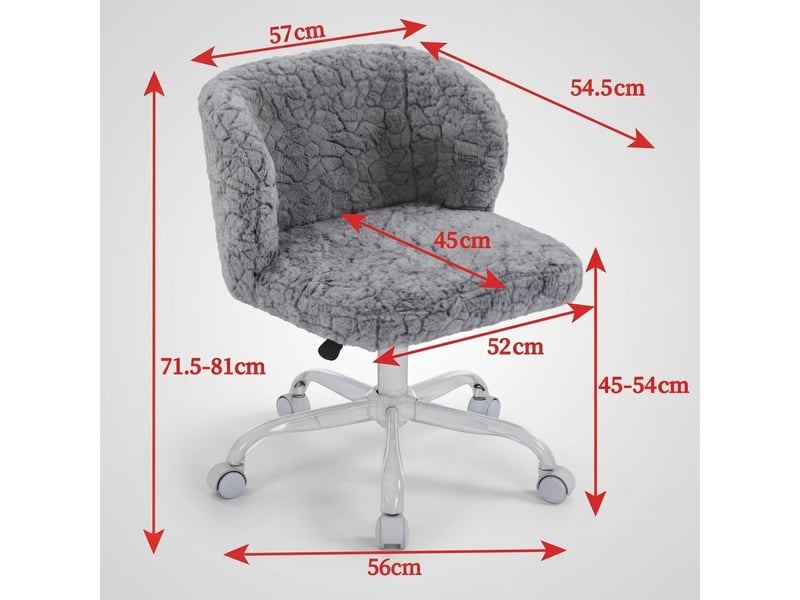  Chaise de bureau violette en fausse fourrure, pivotante et réglable en hauteur, 55x57x81 cm  - Conforama C