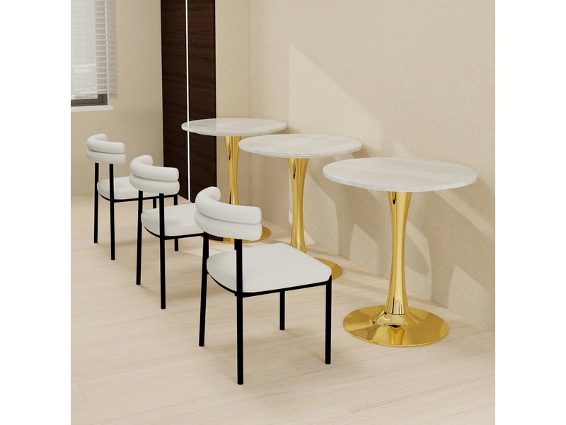  Table basse ronde avec plateau effet marbre, style moderne, pour salon et salle à manger, en marbre artificiel  - Conforama B