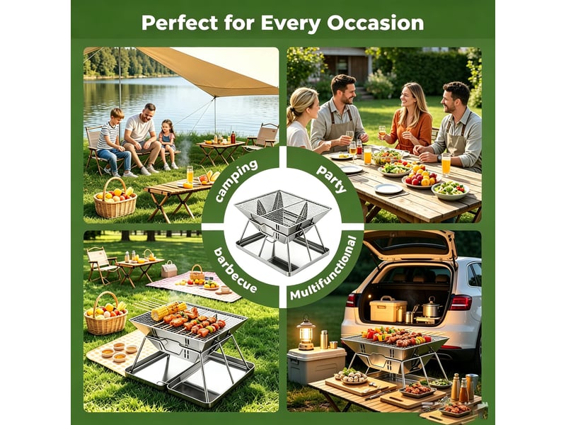  Barbecue portable barbecue à charbon, pliable barbecue grille inox  - Conforama B