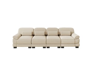 Canapé droit compressé fixe OKWISH  4 places Velours côtelé beige