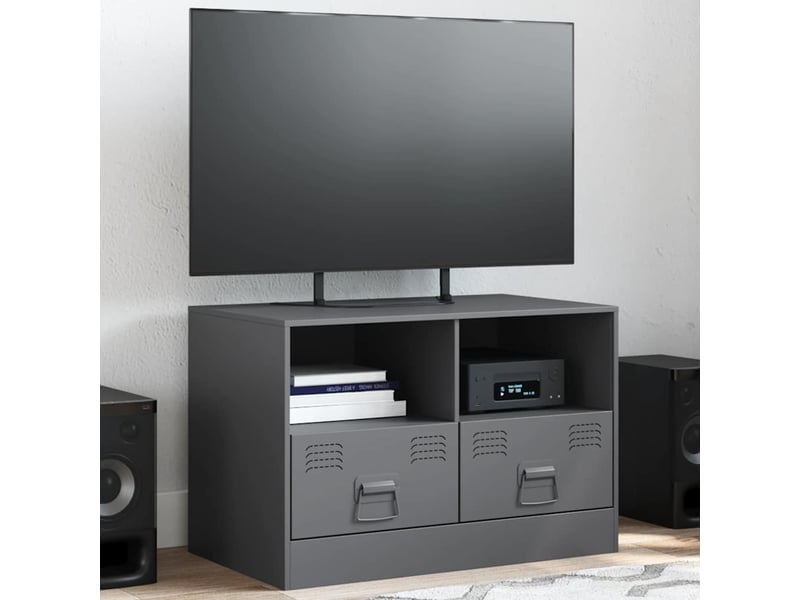  Meuble tv - banc tv - meuble de rangement anthracite 67x39x44 cm acier  - Conforama B