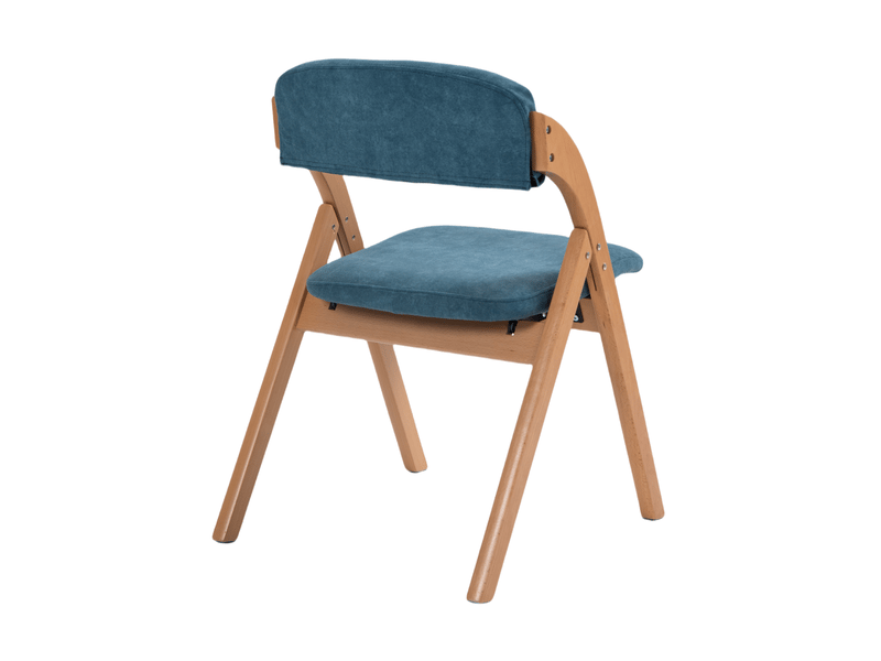  Lot de 2 chaises salle à manger pliantes 52 52,5x60x79 cm, avec dossier, pieds en bois, bleu  - Conforama E