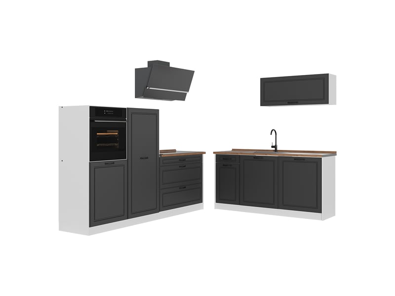 Vicco cuisine, anthracite campagneblanc, 220cm plan de travail chêne doré - Conforama A