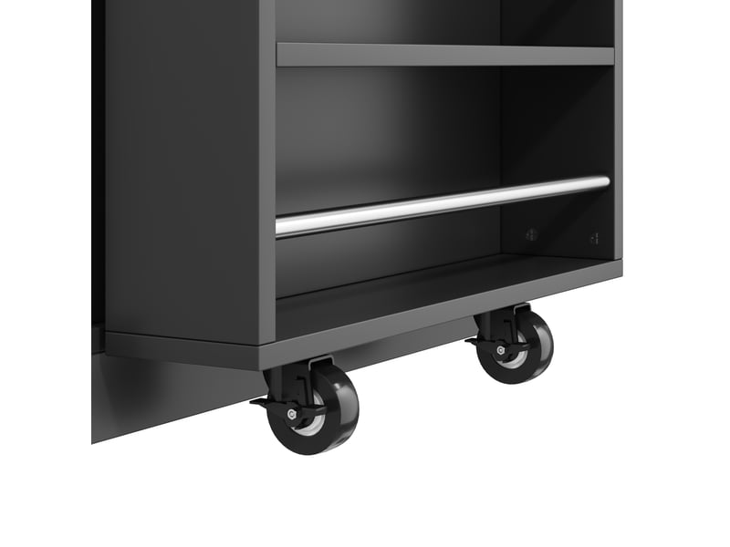 Desserte îlot de cuisine avec table extensible 132(235)x70x90 cm, mdf noir, prises+usb  - Conforama R