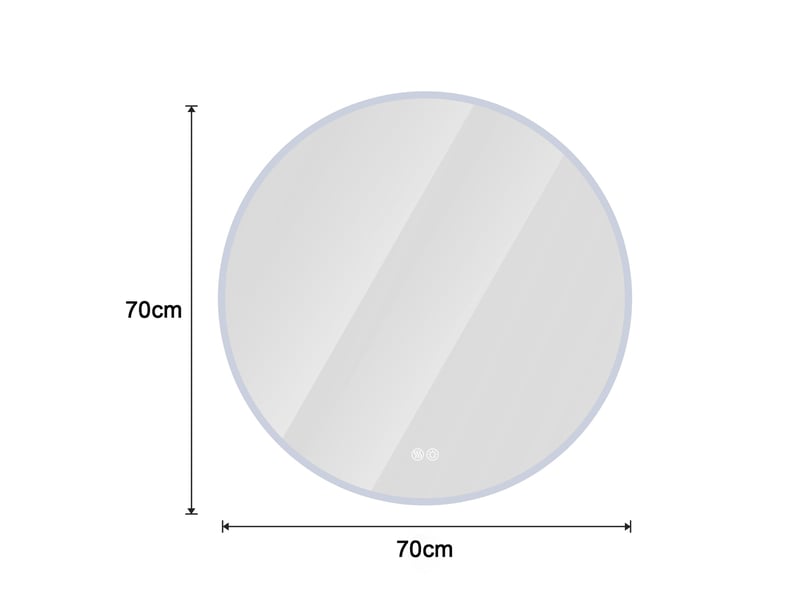  Miroir de salle de bain - 70x70x3 cm - avec led, anti-buée, variateur et 3 températures de couleur - blanc  - Conforama E