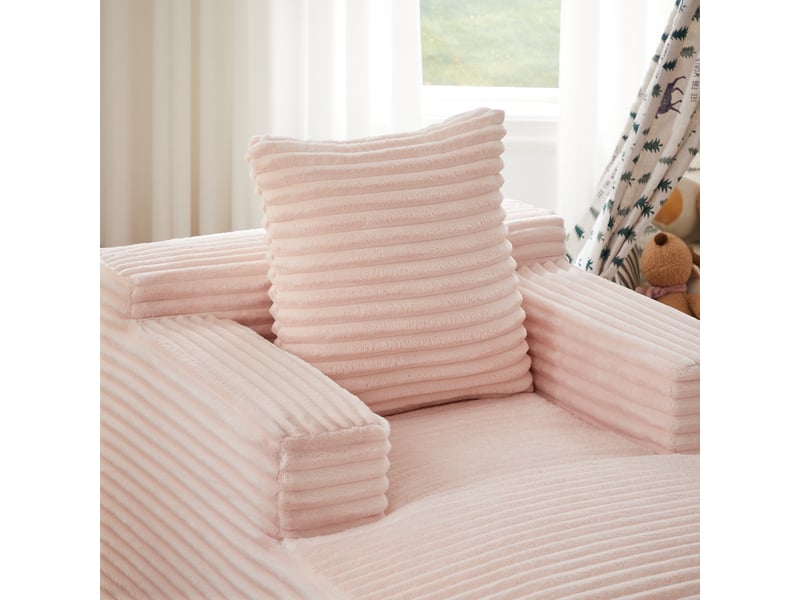 Méridienne convertible en velours côtelé rose, mousse haute densité et ressorts ensachés IKSETERA TRADING LTD - Conforama E