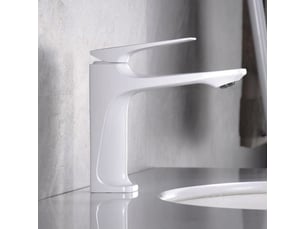 Robinet de lavabo pistolet de lavabo anti-éclaboussures blanc avec tuyau d'arrivée d'eau de 60 cm