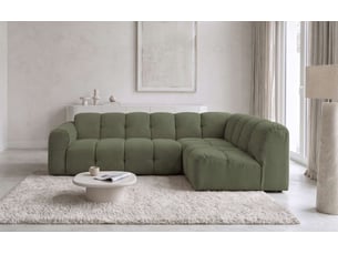 Canapé d'angle droit fixe MIUFORM Picco 6 places Tissu Vert forêt