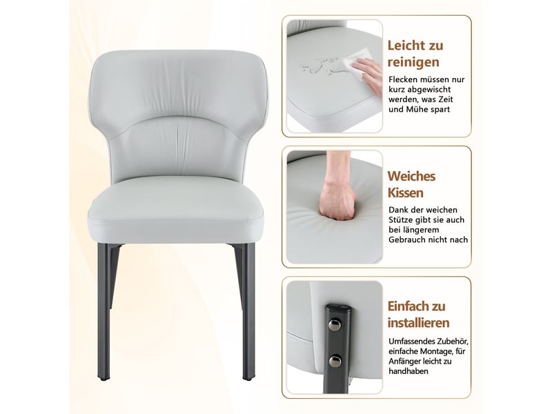  Lot de chaises 2 chaises chaise repas moderne revêtement en cuir pu siège rembourré structure en métal noir  - Conforama E