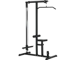 Station de musculation multifonctionnelle noire en acier, siège réglable sur 3 hauteurs, poulie, 107 × 120 × 190 cm
