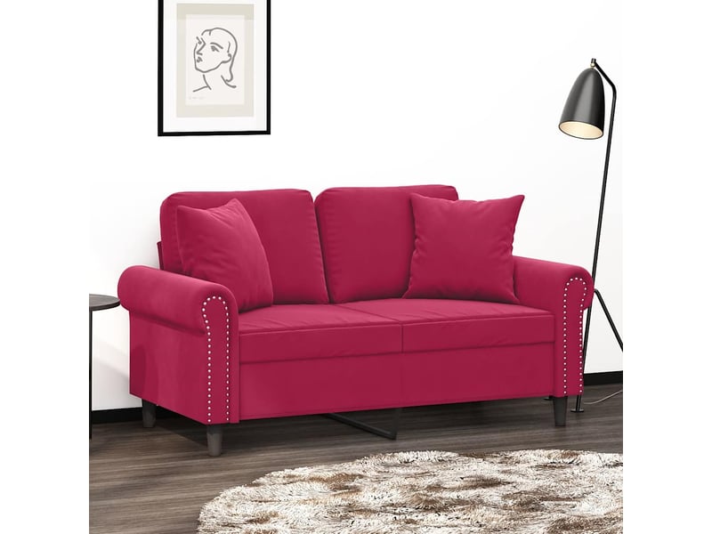  Lot de 2 coussins décoratifs rouge bordeaux 40x40 cm velours cf60887  - Conforama B