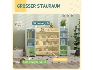 Étagère rangement enfant blanche, jouets et livres, 8 bacs amovibles, organisation chambre enfant