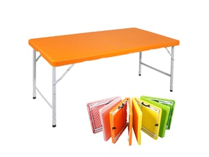 Table pliante 125x61 cm réglable métal orange