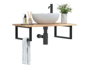 Étagère de vasque | étagère murale acier et bois massif d'acacia shl7417