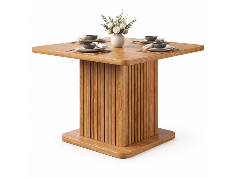 Table à manger carrée 80x80 cm effet bois foncé avec rangement - Conforama A