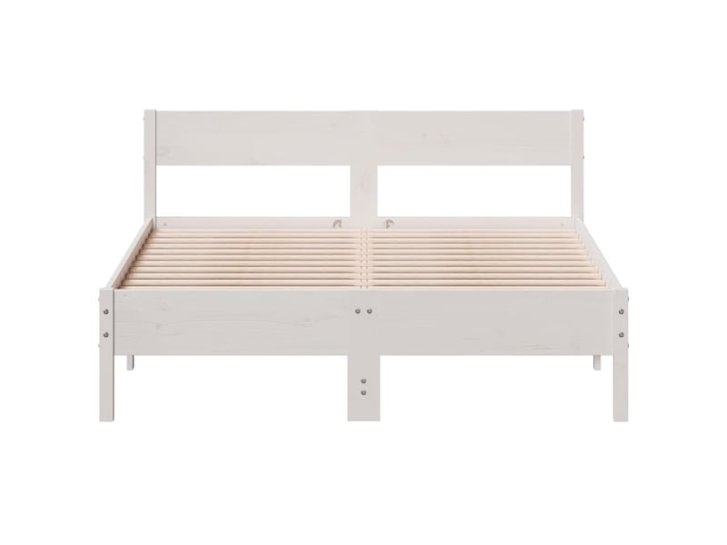  Lit double- lit adulte -  cadre de lit sans matelas blanc 135x190 cm bois de pin massif  - Conforama C