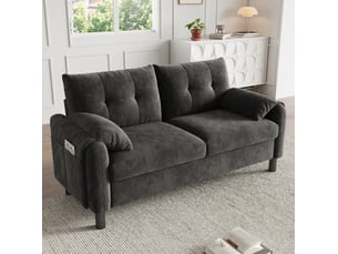 Canapé droit fixe OKWISH 2 places Tissu gris