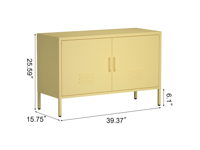  Armoire de rangement 100x40x65 cm réglable en métal jaune  - Conforama C