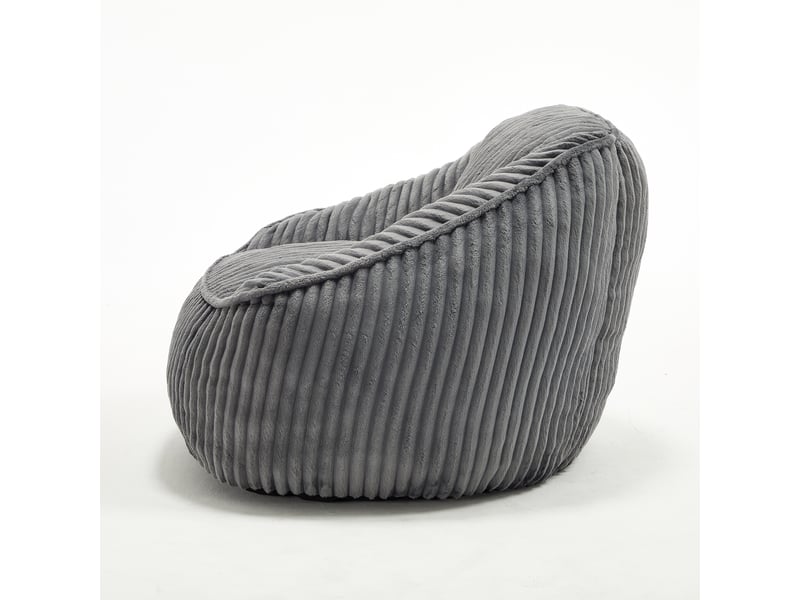  Fauteuil pouf sans assemblage, peluche bouclée rayée,gris, dimensions 92×98×73 cm  - Conforama R