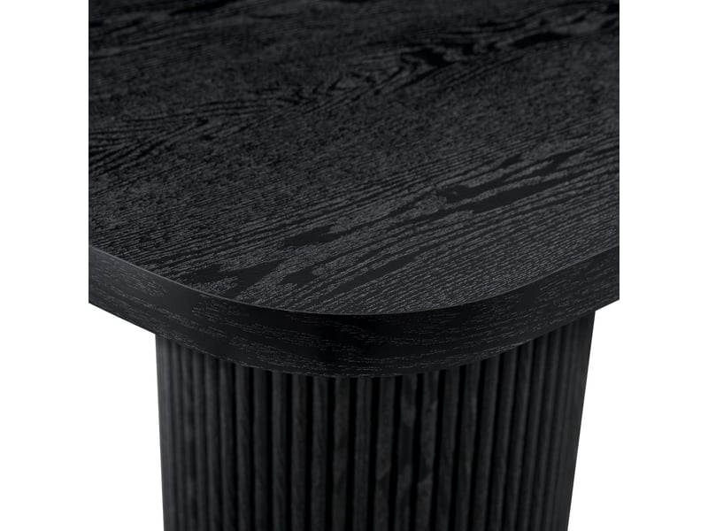  Table à manger ovale moderne avec pied cannelé en mdf aspect bois style wabi-sabi et mid-century  - Conforama E