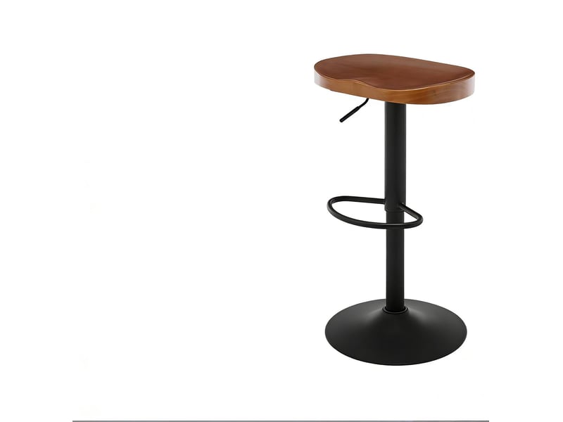  Tabouret de bar pivotant réglable en hauteur, assise en bois de pin marron  - Conforama A
