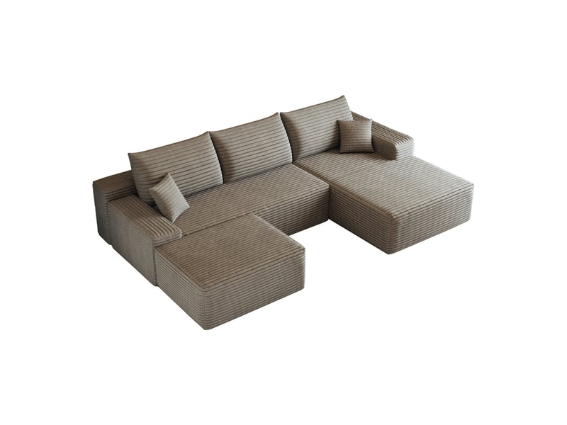  Canapé d'angle, canapé modulable, design moderne, 270 cm, pour salon, chambre, appartement, camel, livré monté, assise profonde  - Conforama B