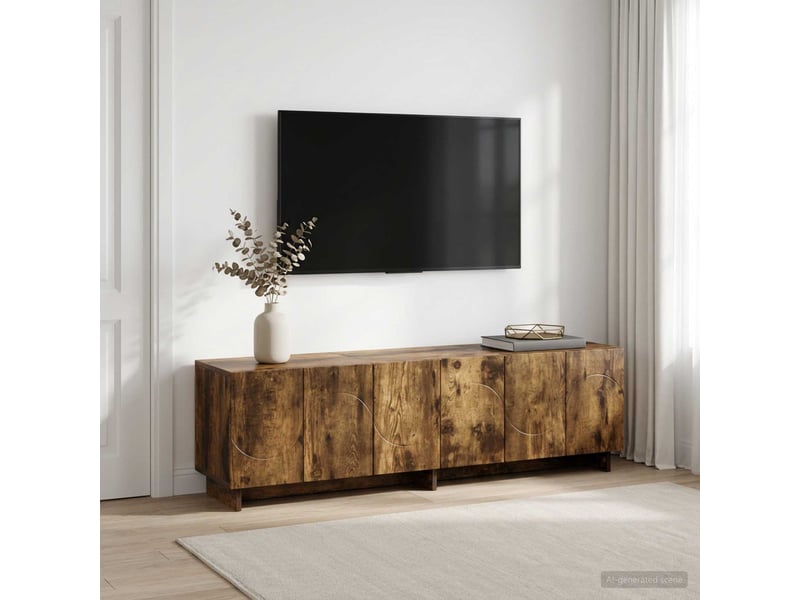  Meuble tv, banc tv 140x34,5x40 cm chêne fumé bois d'ingénierie shl9737  - Conforama B