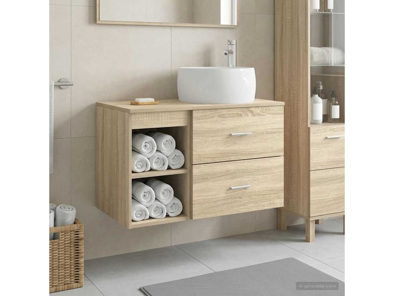  Ensemble de mobilier de salle de bain 2 pcs chêne sonoma shl866  - Conforama B