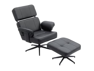 Fauteuil relax réglable avec repose-pieds en similicuir noir