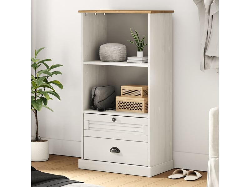  Bibliothèque, meuble de rangement salon vigo blanc 60x35x114,5 cm bois massif de pin  - Conforama B
